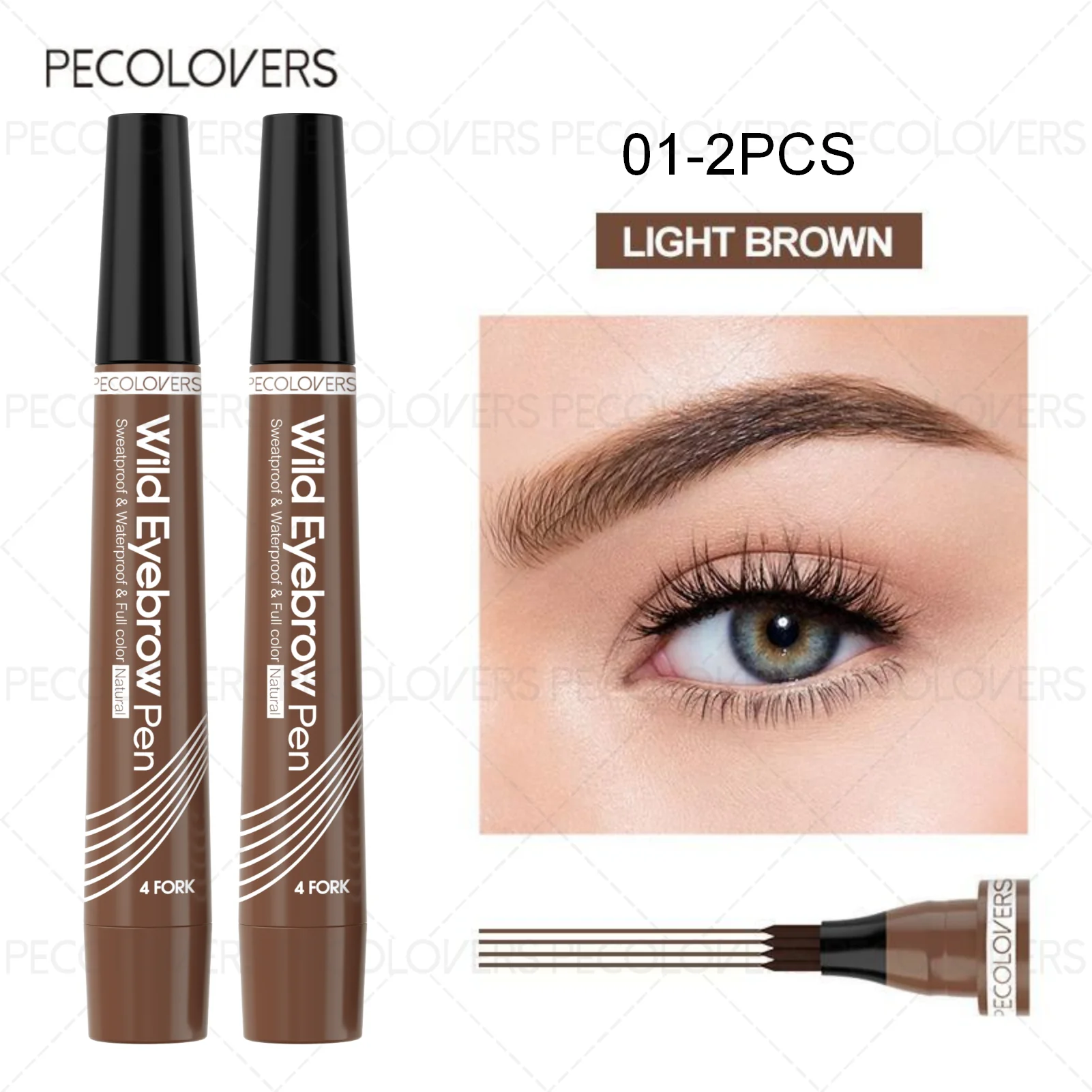 6 Colors 1pc Eyebrow Pen Waterproof 4 Split Tip Eyebrows Pen Eyebrow Tattoo Pen Waterproof Liquid Black Eyebrow Makeup Pencil