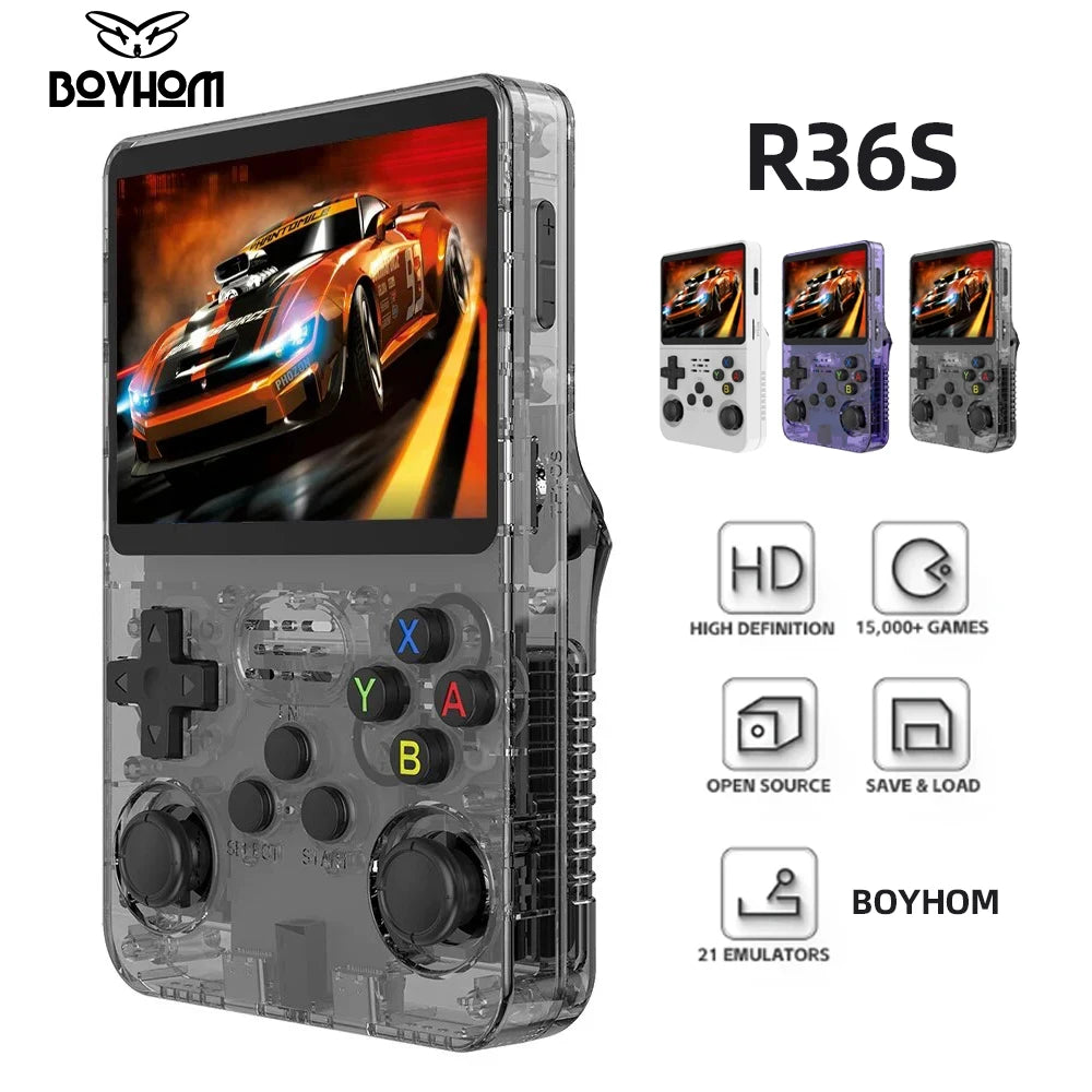 Open Source R36S Retro Handheld Video Game Console Linux System 3.5 Inch IPS Screen Portable Pocket Video Player R35S 64GB Games